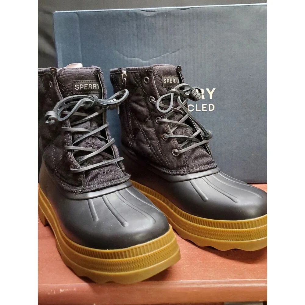 Sperry Saltwater 2.0 Women's Round Toe Black Duck Boots Size 8